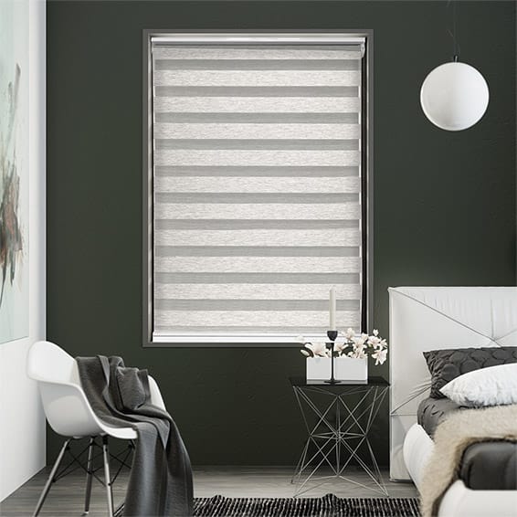 What are zebra blinds? This image shows the zebra blinds with the opaque panels aligned to enjoy privacy.