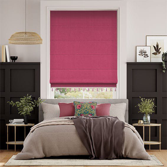 Bijou Linen Magenta & Fuchsia Roman Blind