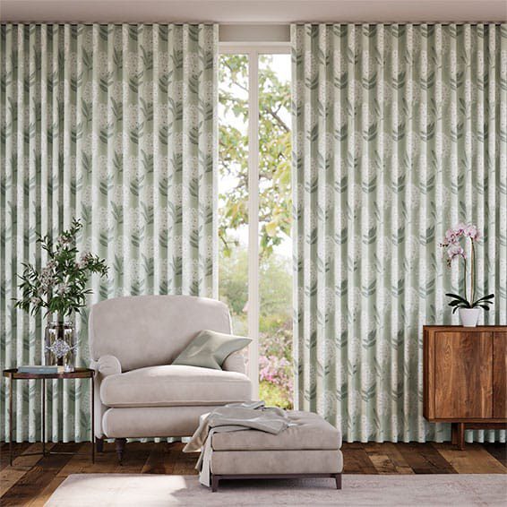 Sanderson S-Fold Charleston Mint Curtains
