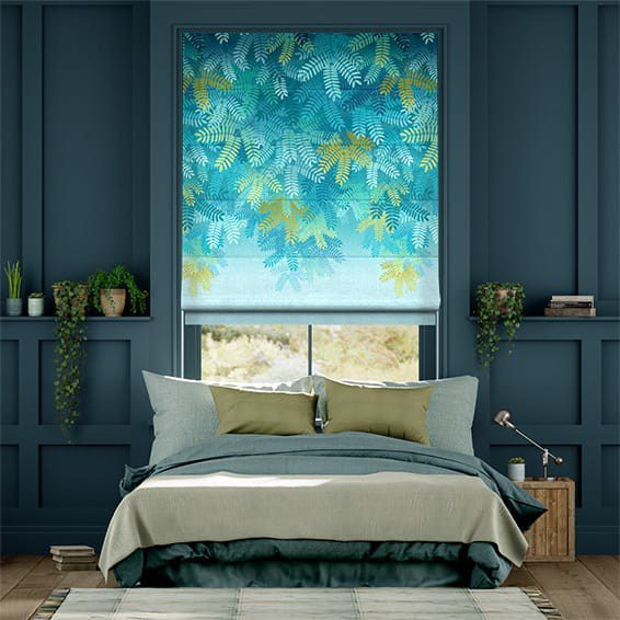 Clarissa Hulse Acacia Tree Teal Roman Blind