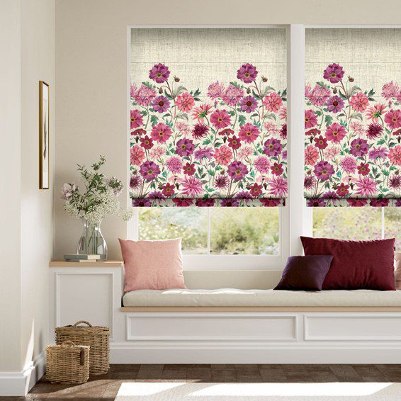 Emma Bridgewater Dahlia and Chrysanthemum Lilac Roman Blind